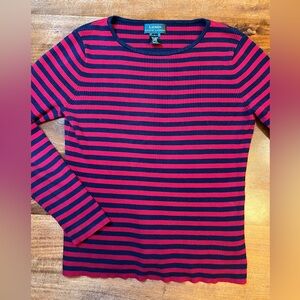 Lauren Ralph lauren Woman’s  Large Blue /Red Cotton Sweater